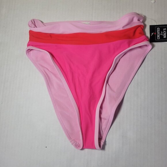 Salt + Cove Pink & Red Colorblock High-Waisted Bikini Bottoms S - Picture 1 of 5